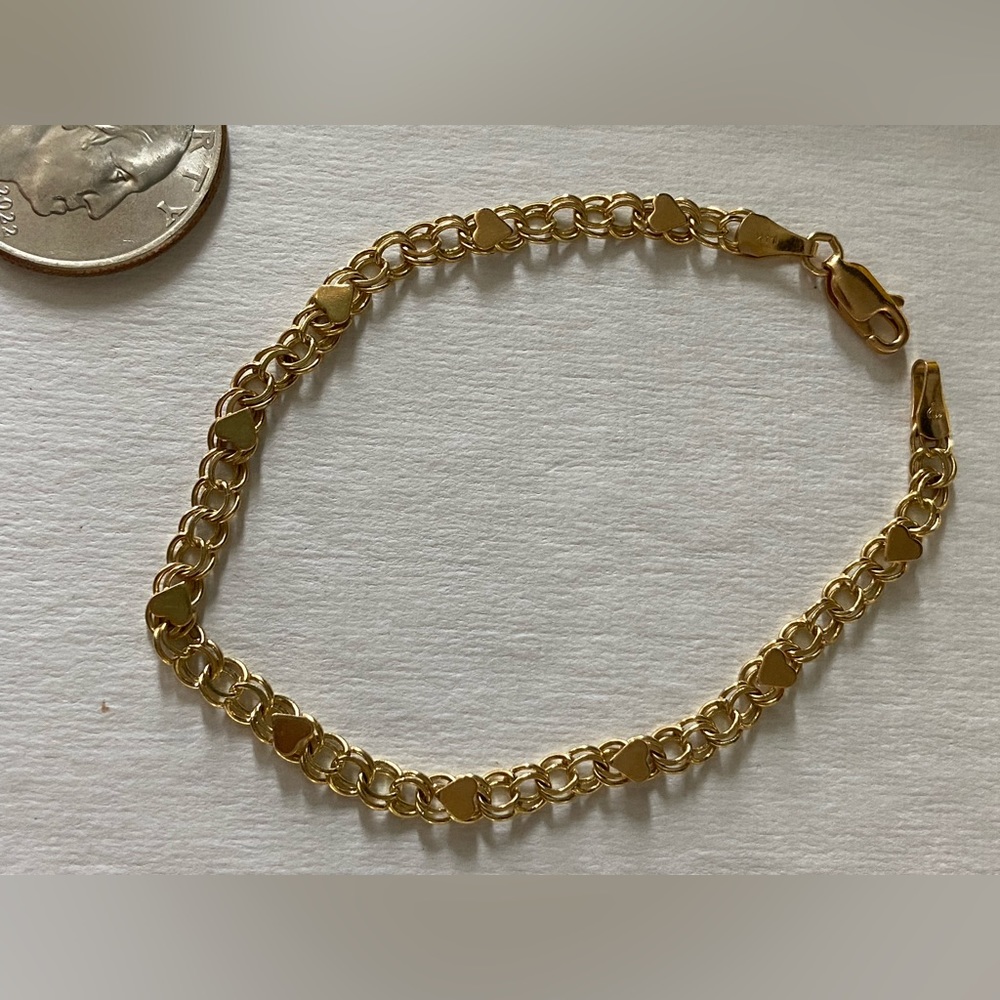14k Heart Chain Bracelet